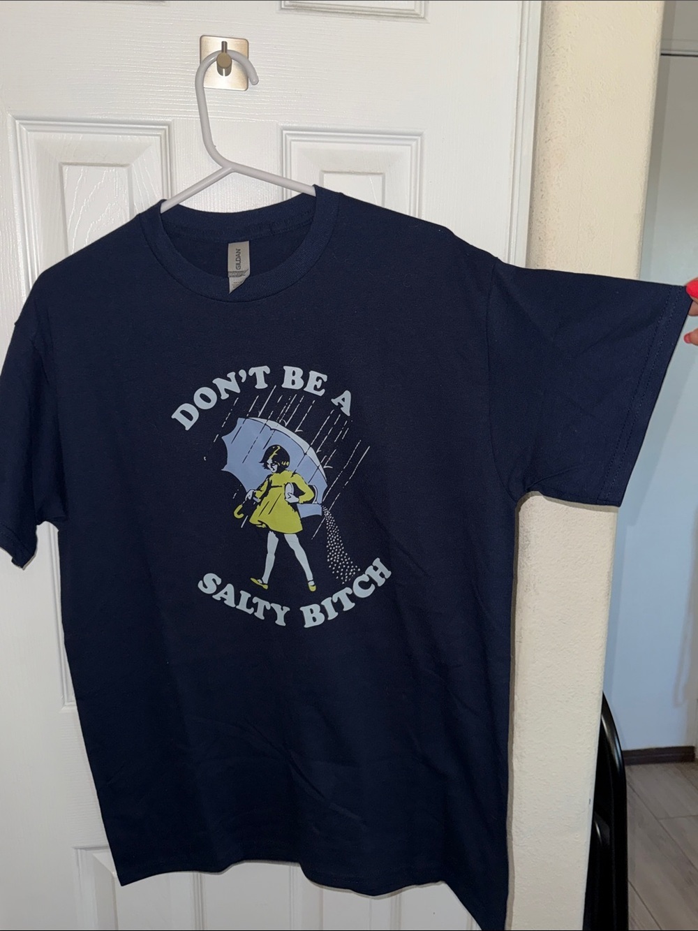Graphic Navy Tee with Yellow Accent - "Don't Be A Salty B**ch" - Picture 4 of 5